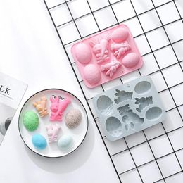 Baking Moulds Easter Egg Silicone Biscuit Moulds Reusable Cartoon Mould Cookie Cutters Chocolate Fondant Pudding Cake Decor