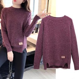 Capris 2022 Women Sweaters and Pullovers Autumn Winter Long Sleeve Pull Femme Solid Pullover Female Casual Short Knitted Sweater W1629