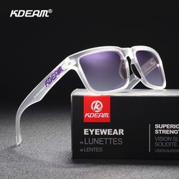 Sunglasses KDEAM Fashion Square Polarized Men Sport Shades 3D Cool Mirror Lens Driving Glasses With Free Box 230707