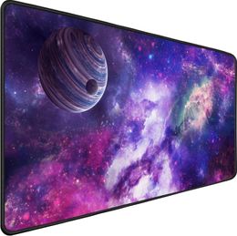 Large Mouse Pad XXL , Extended Mouse Pad with Stitched Edges 35.4x15.7x0.12 Non-Slip Base Mouse Mat Desk Pad Galaxy