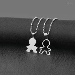 Pendant Necklaces Cute Doodle Figure Cartoon Ghost Crooked-head Lovers Couple Stainless Steel For Stickman Jewellery