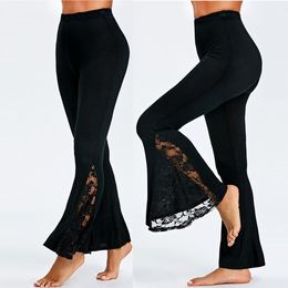Capris Cargo Pants Women Plus Size Sexy High Waist Leggings Trousers Lace Panel Casual Flare Pants Women Clothing Pantalones De Mujer