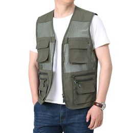 Pants Big Size Bomber Sleeveless Vest Summer Thin Mesh Vest Outdoor Sportsfor Jackets Casual Tactical Work Wear Camping Fishing Vests