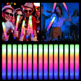 New LED Glow Foam Stick Cheer Tube Colorful Light Glow In The Dark Birthday Wedding Party Supplies Festival Party Decorations