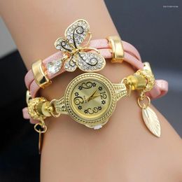 Wristwatches SMVPShsby Fashion Women Rhinestone Watches Ladies Rope Strap Gold Alloy Butterfly Bracelet Quartz Dress Watch