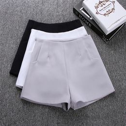 Women's Shorts GAOKE 2023 Women Summer High Waist A-Line Wide Leg Casual Suit Solid Short Pants Office Ladies