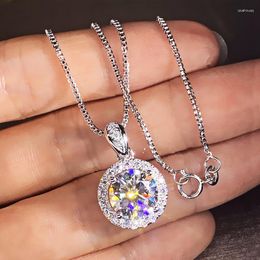 Pendant Necklaces Bling Zircon Stone Silver Colour Long Chain Necklace For Women Fashion Jewellery Choker 2023 Trend