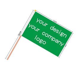 Banner Flags 50pcs/lot aerlxemrbrae Custom Hand Flag 14 x 21 cm Hand Shaking Flag print buyer's company or design election flag 230707