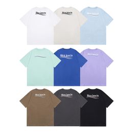 BLCG LENCIA 2023 Summer New 250g 100% Cotton Fabric T-shirt Men High Quality Print Color Drop Sleeve Loose Tshirts Oversize Tops 2023106