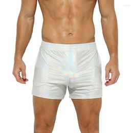 Men's Shorts Sexy Mens Metallic Shiny Casual Breathable Men Clothing Pockets Gym Stage Dance Clubwear Party Night Short Pants