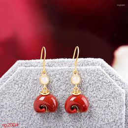 Stud Earrings KJJEAXCMY Boutique Jewelry S925 Sterling Silver Gold Plated Female Elephant Southern Red Agate