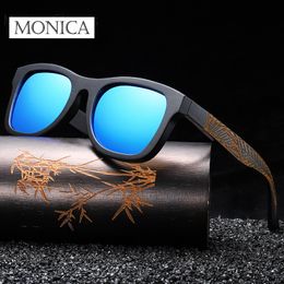 Handmade Black Bamboo Wooden Frame Sunglasses For Women Men Polarised Vintage Bamboo wooden sun glasses luxury shades