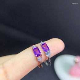 Cluster Rings Store Sale Natural Purple Amethyst Gemstone Ring For Women Jewelry Real 925 Sterling Silver Charm Fine Good Gift