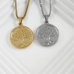 Pendant Necklaces Long Chain Around Neck For Women Men Accessories Stainless Steel Necklace Tree Of Life Charm Male Jewelry Gift