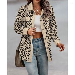 Women's Jackets Leopard Print Jacket Women Outwear 2023 Spring Autumn Casual Coat Female Long Sleeve Fashion Button Coats Streetwear