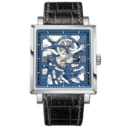 AGELOCER Skeleton Mechanical Watch Men Watches Luxury Original Brand Power Reserve Sapphire Blue Wrist watches