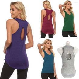 Active Shirts Quick-Dry Sport Shirt For Women 2023 Hollow Out Sleeveless Vest Summer Breathable Tops Yoga Loose Running