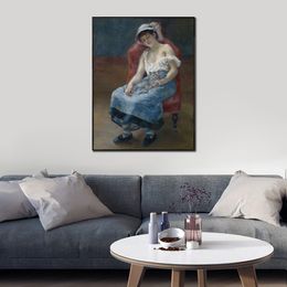 Scenic Landscape Art Sleeping Girl with A Cat Pierre Auguste Renoir Artwork on Canvas Handmade Modern Bedroom Decor