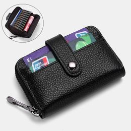 Genuine Leather Card Holder Wallet Clips Men's Money Clip Organ Slot Dolars Ticket Anti Degaussing Holders Long Man Pocket Cards