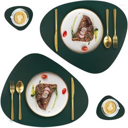 Table Mats Green Faux Leather Placemats Round For Dinner Mat Heat Resistant Washable Insulation Coffee Kitchen Placemat