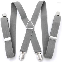 Belts 2.5 100cm Adjustable Jeans Suspender Clip Solid Color Polyester Elastic Adult Belt X-Shape Braces With 4 Clips For Women Men