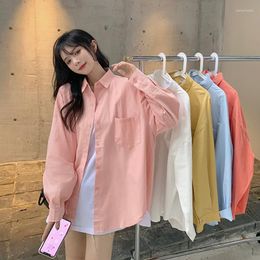 Women's Blouses Women Shirts Tunic Womens Tops And 2023 Pink Wear Long Sleeve Clothing Button Up Down Loose White