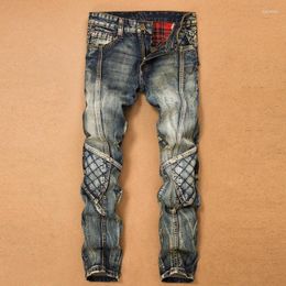 Men's Jeans For Men Cargo Pants Splicing Denim Trousers Biker High Quality Male Straight Casual Designer Military Many Multi-Pocket