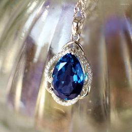 Pendant Necklaces Huitan Temperament Elegant Women Necklace With Pear Blue Cubic Zirconia Anniversary Party Fancy Wedding Gift Fashion