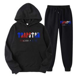 Men's Hoodies Sweatshirts Trapstar - Men's Fashion Printed Sweatshirt Baggy Hoodie and Sweatpants Suit For Running Street Hip Hop Golf Korean Fashion