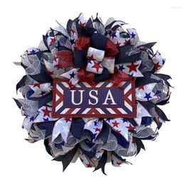 Decorative Flowers American Flag Wreath Patriotic For Independence Day Door Decor Memorial Decorations Garden El Front Labour