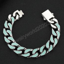 12mm Wide Ceramics Cuban Link Chain Bracelet for Men Women Multicolor Hip Hop Jewelry Waterproof Non-allergic Accessories