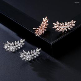 Stud Earrings Uilz Small Fresh Leaves With CZ Stone Aesthetic Jewellery For Women Silver Colour Fashion Wedding Accessories