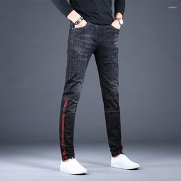 Men's Jeans High-End 2023 Stretch Luxury Denim With Slim Punk Striped Pants For Male Korean Style Clothes