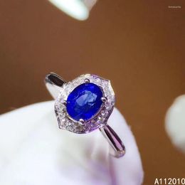 Cluster Rings KJJEAXCMY Fine Jewellery 925 Sterling Silver Inlaid Natural Sapphire Woman's Adjustable Ring Support Test Femal Girl Miss Gem