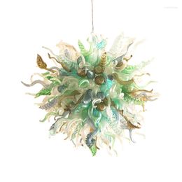 Chandeliers Round Shape Design Modern Hand Blown Lustre Glass Led Chandelier Lamp Home Hanging Kitchen