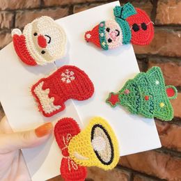 Hair Accessories Christmas Hairpin Cute Knitting Santa Claus Snowman Clip For Kid Girls Xmas Hairgrip Headwear Festival