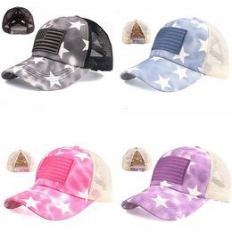 Summer Ponytail Baseball Cap Mesh Hats For Women Girl Messy Bun Casual USA Flag Baseball Hats Gorras JY09