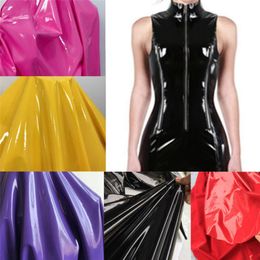 Fabric and Sewing 50*145cm Shiny Glossy Soft Vinyl Leather Fabric Elastic PVC Fabric Material For Dress Upholstery 230707