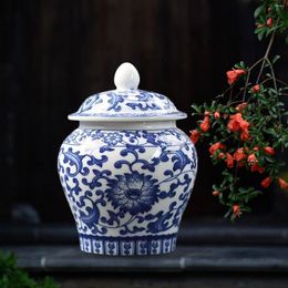 Storage Bottles Blue And White Ceramic Glazed Temple Jar Vase With Lid Versatile Centerpiece For Weddings Party Home Office Decor Delicate