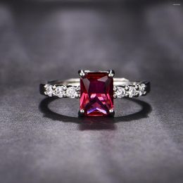 Cluster Rings The Product Is Simple Elegant Fashionable Rectangular Imitation Pink Tourmaline Color Treasure Open Ring Female