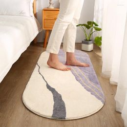 Carpets Thick Oval For Bedroom Bedside Carpet Imitation Cashmere Blanket Non-Slip Mat Soft Washable Creative Household Rug