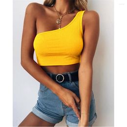 Women's Tanks Women Tank Tops Streetwear One Shoulder Female Padless Bralette Sexy Backless Lingerie Fashion Solid Camisole Girl