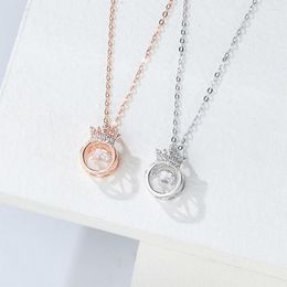 Pendant Necklaces Jewellery Necklace For Women Alloy Crown Zircon Wedding Royal Style 2 Colours Rose-Gold