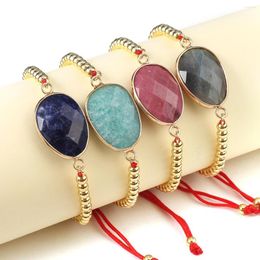Link Bracelets Natural Stone Bracelet For Women Amazonite Flash Labradorite Bungee Cord Red Rope Handwork Bangle Wedding Jewelry