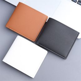 New Men Short PU Leather Wallet Simple Solid Colour Thin Male Credit Card Holder Small Money Purses Business Foldable Wallet