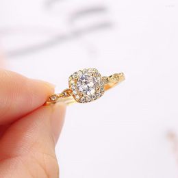 Wedding Rings Engagement Ring For Women Fashion Adjustable Zircon Crystal Gold Color Mariage Promise Party Jewelry Accessories Gift