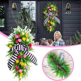Decorative Flowers Spring And Summer Tassel Long Strip Garland Fence Front Door Upside Down Artificial Flower Decoration Easter Wreath