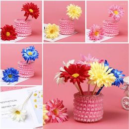 Simulation Rose Flower Decor Silicone Gel Pen Valentine's Day Gift 0.5mm Black Ink Neutral School Signature Writing Tools