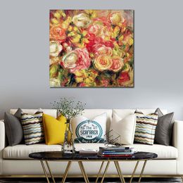 Modern Landscape Canvas Wall Art Roses Red by Renior Pierre Auguste Renoir Paintings Handmade High Quality