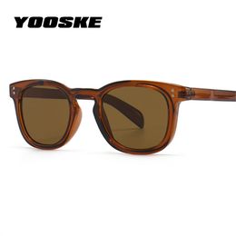 YOOSKE Vintage Square Sunglasses Women Fashion Brand Designer Brown Pink Sun Glasses for Men Retro Rivet Decoration Sunglass